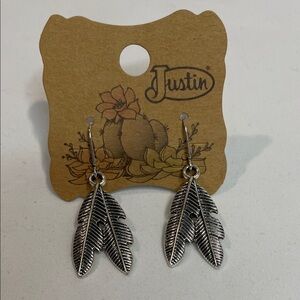 Justin Boots Silver Feather Earrings